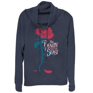 Juniors Womens Beauty and the Beast Rose Petal Logo Cowl Neck Sweatshirt - 1 of 3