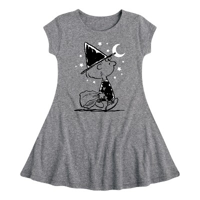 Girls' - Peanuts - Sally Witch Fit & Flair Cap Sleeve Graphic Dress
