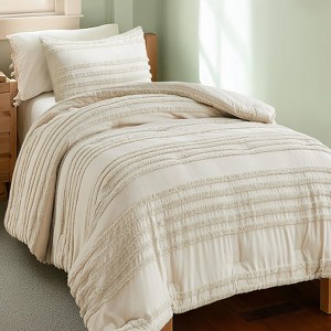 BAGOKIE Tufted Striped Bed Set with Comforter and Pillow Sham - 1 of 4