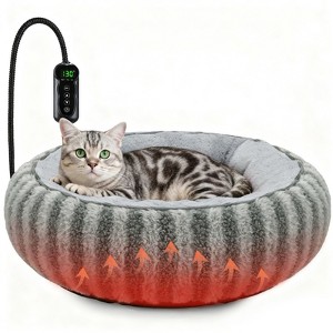 JOEJOY Winter Heated Cat Bed - 20 Inch Cozy Donut Bed, Ultra Soft Warming Bed for Arthritic - 1 of 4
