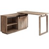 Kumasinova L-Shaped Corner Home Office Desk with Sliding Door,Computer Desk Writing Table for Study&Office,Home Workstation,Brown - 2 of 4