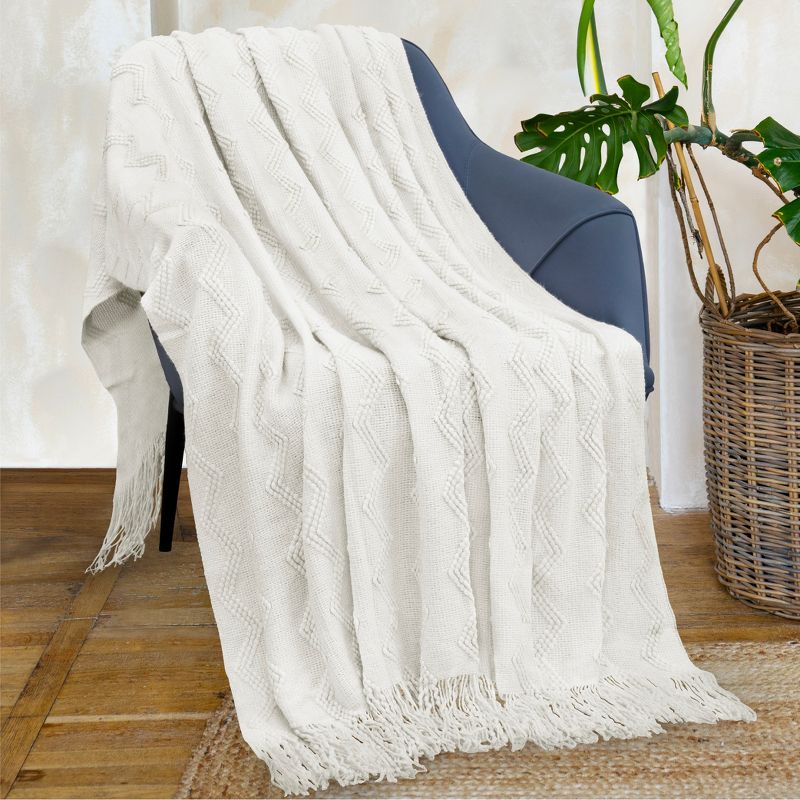 PAVILIA Knit Textured Soft Throw Blanket for Sofa, Living Room Decor, and Bed, 4 of 8