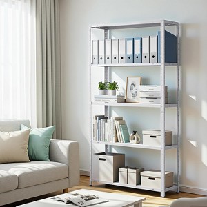 Clearance, 5 Tier Shelf Organizer, Home Shelving Unit with Adjustable Height, Stable Metal Shelves Organizer for Pantry, Kitchen and Closet, White - 1 of 4