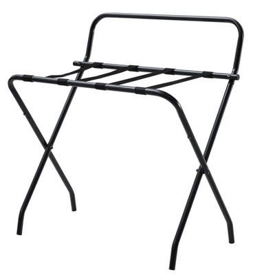 Ludlow Black Metal Folding Luggage Rack with Backrest