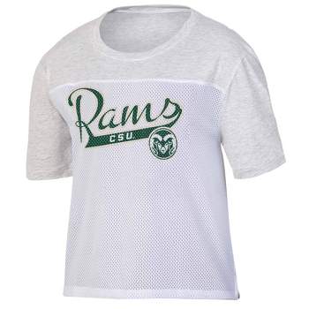 NCAA Colorado State Rams Women's White Mesh Yoke T-Shirt
