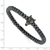 Chisel Stainless Steel Antiqued Wolf Head Matte 6.5mm Hematite Beaded 7.25" Stretch Bracelet - 4 of 4