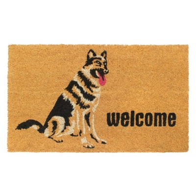 1'6" x 2'6" Tufted German Shepherd Coir Doormat Black - Raj