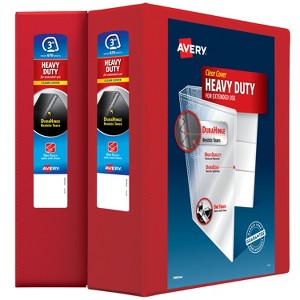 Avery Heavy-Duty View 3 Ring Binder, 3" One Touch EZD Rings, 3.5" Spine, 2 Red Binders (39701) - 1 of 4