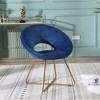 Silky Velvet Upholstered Curved Accent Chair with Gold-Tone Metal Base, Plastic Floor Protectors and Comfortable Seating - 3 of 4