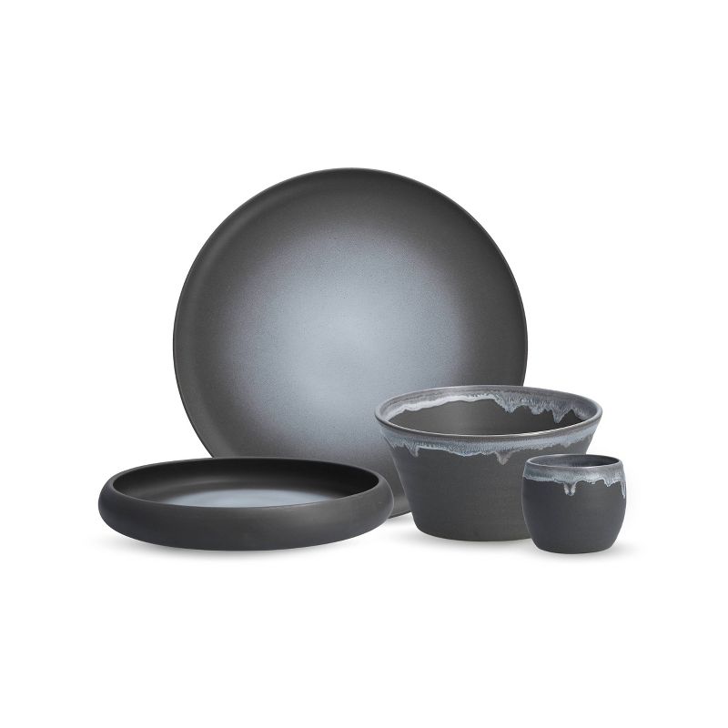 Fortessa Tableware Solutions 16pc Ceramic Dinnerware Set Charcoal Gray, 1 of 15