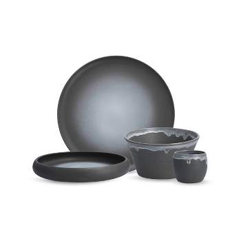 Fortessa Tableware Solutions 16pc Ceramic Dinnerware Set Charcoal Gray