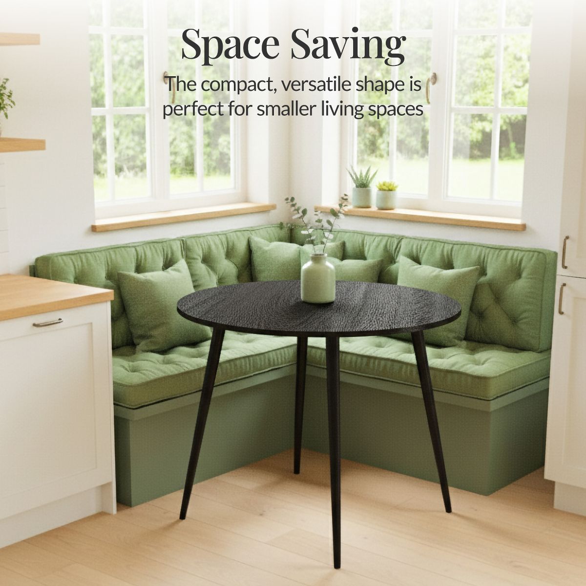 Best Choice Products Round Mid-Century Modern 35.5in Dining Table, Dinette for Home or Kitchen w/Wood Finish Steel Legs - Natural - thumbnail 3