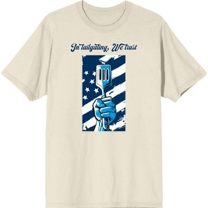 "In Tailgating We Trust" American Flag And Spatula Adult Crew Neck Short Sleeve Tee - 1 of 2