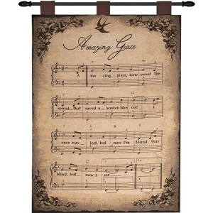 Manual Woodworkers and Weavers How Sweet the Sound Wall Hanging, 26 x 36 Inches, Woven Tapestry with Finial Rod, Inspired by Amazing Grace - 1 of 3