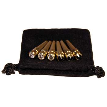 WE Games Brass Cribbage Pegs with Swarovski Austrian Crystals in Black and Clear - Velvet Pouch - Set of 6 (2 Colors, 3 Pegs in Each Color)