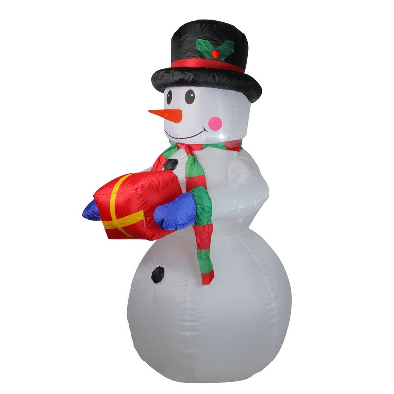 Northlight 5' Pre-Lit White and Red Inflatable Lighted Snowman Christmas Yard Art Decor, 4 of 5