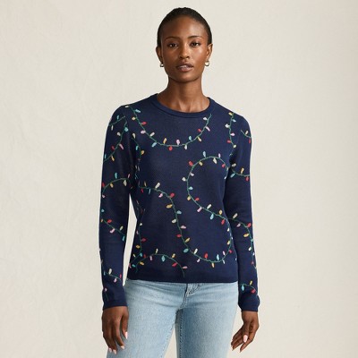 Lands' End Women's Fine Gauge Cotton Crewneck Sweater