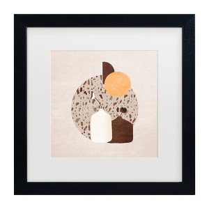Trademark Fine Art - Emel Tunaboylu  Beyaz Ve Kahverengi Saksili Terazzo Matted Framed Art - 1 of 4