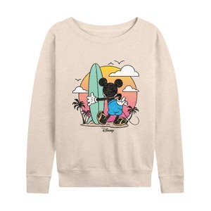 Women's - Disney - Mickey & Friends Lightweight French Terry Wide Neck Long Sleeve Shirt - 1 of 4