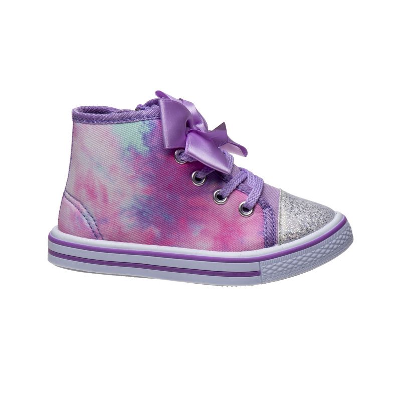 Laura Ashley Toddler Girls' Multi Color Bow Detail Lace Up Canvas Sneakers High Top - A Stylish and Versatile Option (Toddler), 2 of 8