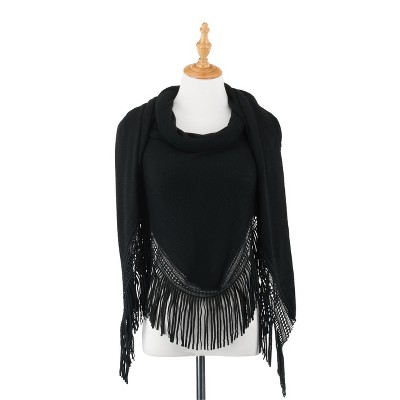 DEMDACO Triangle Knit Scarf with Fringe - Black 80 x 32 - Black