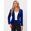 Allegra K Women's Long Sleeve Office Collarless 1 Button Velvet Blazer - 3 of 4