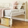 Twin Size Daybed Frame, Metal Daybed with Floral Headboard, Steel Slats Supports, Space-Saving Multifunctional for Living Room - 3 of 4