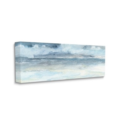 Abstract Cloudy Ocean Waves Canvas Wall Art, 25x50 in