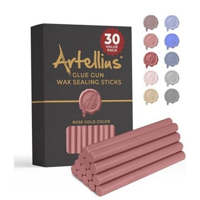 Artellius Premium Sealing Wax Sticks (Bulk 30 Pack) Wax Seal Glue Gun Sticks, Envelope Seal Wax for Stamp Seals - Rose Gold