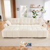 DOMETOUR 3-Seater Sofa Set with 3 Ottomans & Pillows, Solid Wood Frame, Textured Chenille, for Living Room/Office/Hotel, White - 2 of 4