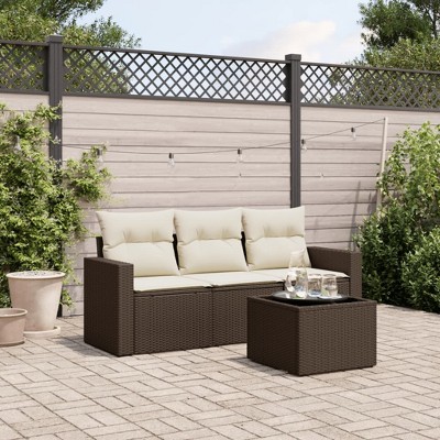 4 Piece Patio Sofa Set with Cushions ,Poly Rattan vidaXL