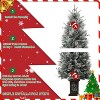 4.5 FT Pre-Lit Snow Flocked Potted Christmas Tree with 200 Warm White Lights, 8 Modes, 12 Red Berries, 286 PE & PVC Tips - 4 of 4