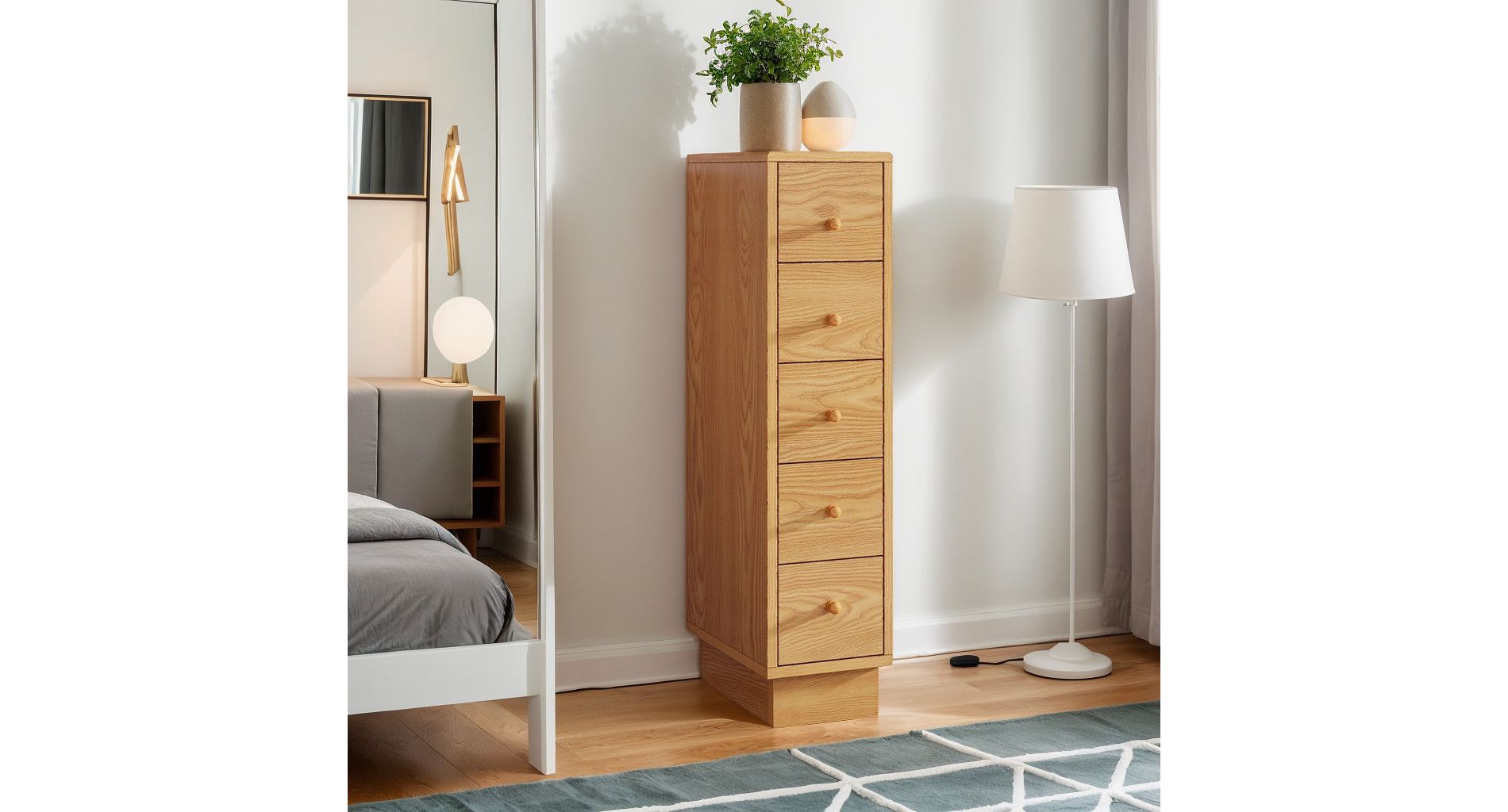 Hommoo 39" Tall 5-Drawer Dresser Brown