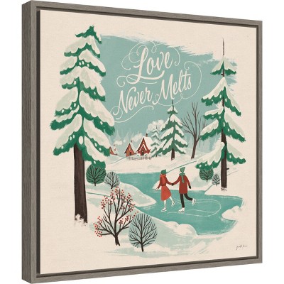 Love Never Melts Christmas Canvas Framed Wall Art