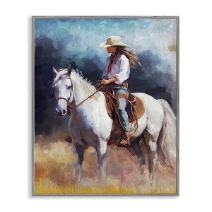 Stupell Industries Cowgirl on White Stallion Black Framed Giclee Art - 1 of 4