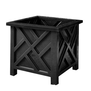 The Lakeside Collection Lattice Design Chippendale Style Planter Box - Black - 1 of 4