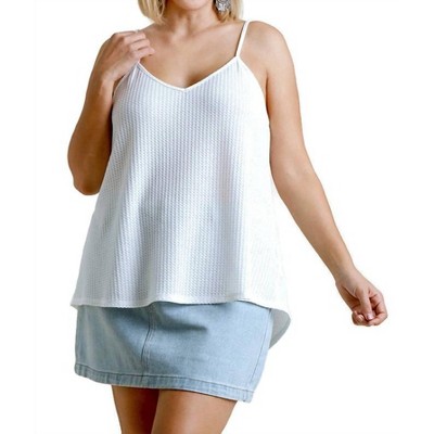 Women's Waffle Knit V-neck Tank Top - umgee