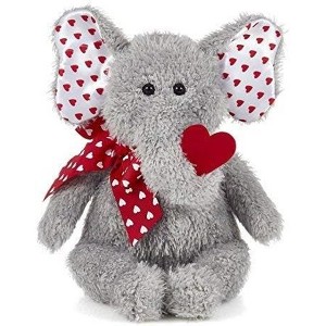Bearington Hugh Loves You Stuffed Animal Elephant with Hearts and a Red Heart Printed Bow, 13 inches - 1 of 4