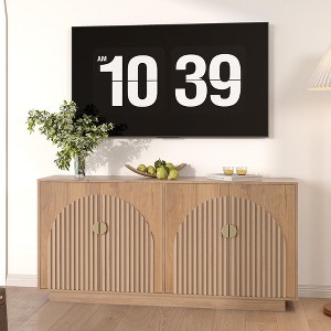 63" Modern Farmhouse Sideboard Buffet Cabinet with Storage and Fluted Doors - Storage Sideboard for Dining Room, Coffee Bar & Wine Bar Console Table - 1 of 4