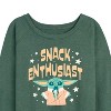Women's - Star Wars - The Mandalorian Snack Enthusiast Grogu Lightweight French Terry Wide Neck Long Sleeve Graphic Shirt - 2 of 4