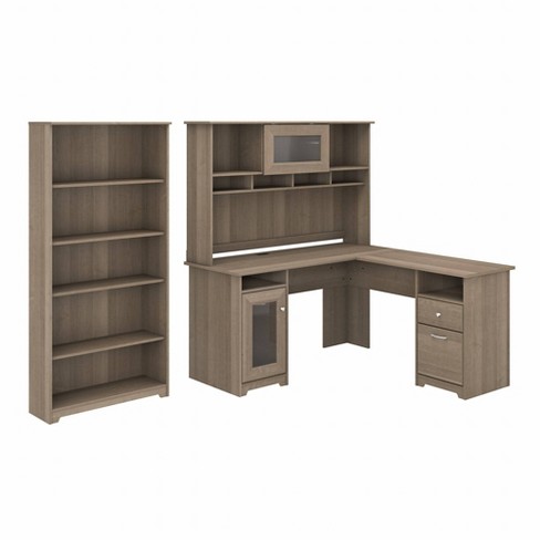 Cabot 60w L Shaped Computer Desk With, Office Desk With Bookcase Hutch