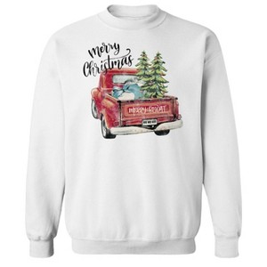 Rerun Island Men's Christmas Merry Chistmas Long Sleeve Graphic Cotton Sweatshirt - 1 of 1