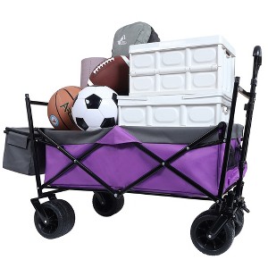 Whisen 480Lbs Collapsible Wagon with Canopy, 7" All-Terrain Wheels, Lightweight Foldable Wagon, Large Capacity - 1 of 4