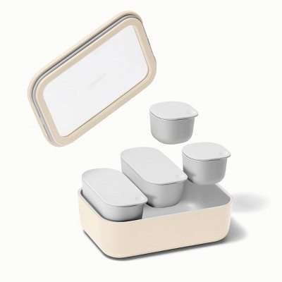 Caraway Cream Contemporary 14-Piece Glass Food Storage Set