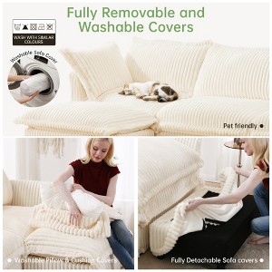 Set of 2 Corduroy Slipcovered Armchairs and Deep Seat or Sofas with Removable Covers and Large Pillows, 300lb Capacity Each - 1 of 4