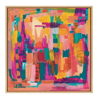 Kate and Laurel Sylvie Brushstroke 100 , Bright Abstract and 2 Framed  Canvas Wall Art Set by Jessi Raulet of Ettavee, 3 Piece Set, 16x20 and  23x33, Gold Frame, Colorful Striking Wall