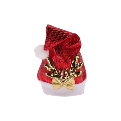 Unique Bargains Christmas Hat Sequined Antlers Christmas Hat Non-woven Fabric 11.02"x15.35" 1 Pc