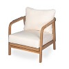 VYNXARIA 28" Outdoor Lounge Chair with Woven Backrest, Solid Wood Frame, Comfortable Cushions, and Curved Armrests for Patio or Garden - 3 of 4