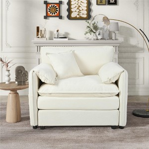 KWPZQEB Accent Chair for Living Room, Modern Chenille Upholstered Armchair with Pillow & 2 Side Pockets, Comfy Reading Chair for Bedroom - 1 of 4