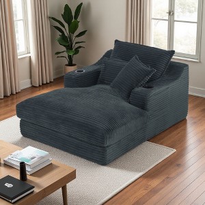 47.24" Modern Compression Sofa with Double-Layer Cushion, S-Shaped Armrest & Lumbar Pillow - 1 of 4